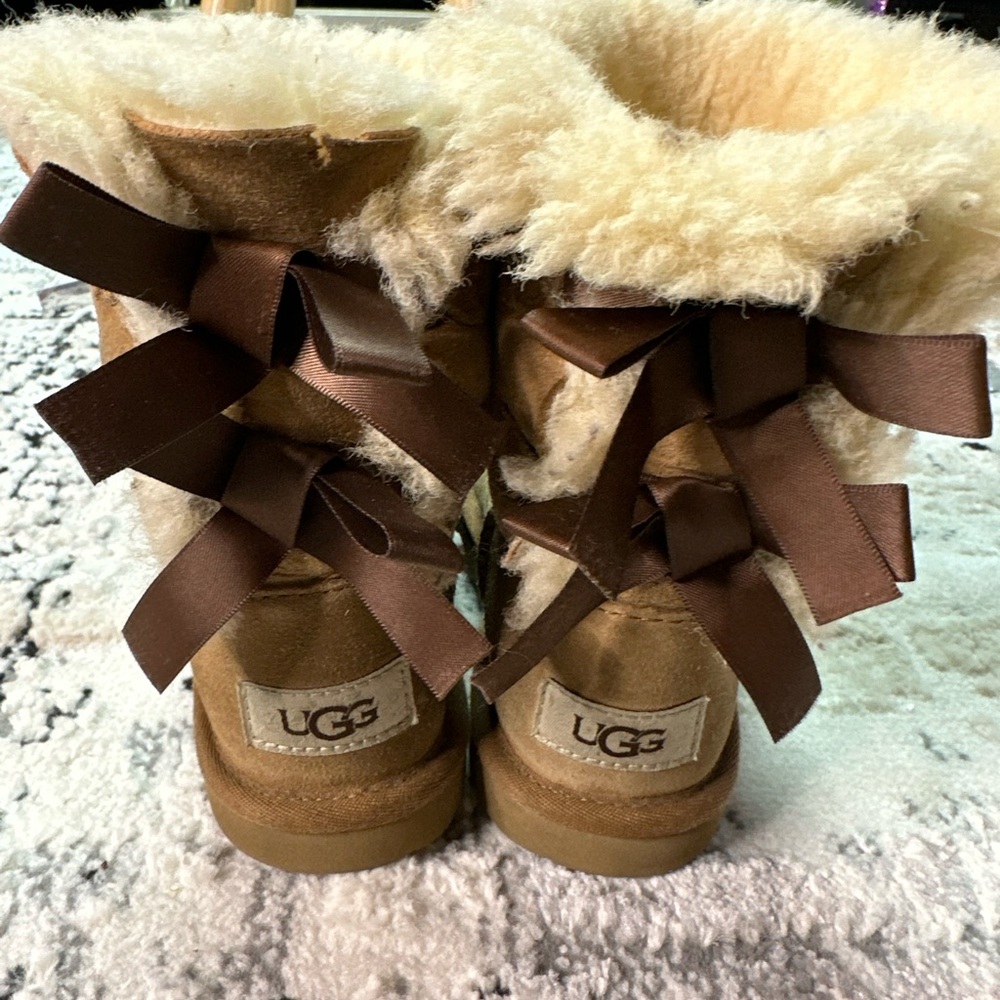 UGG Tan Boots with Brown Ribbons